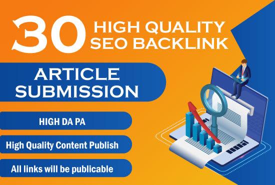 I will submit 30 article submissions manually with hi...