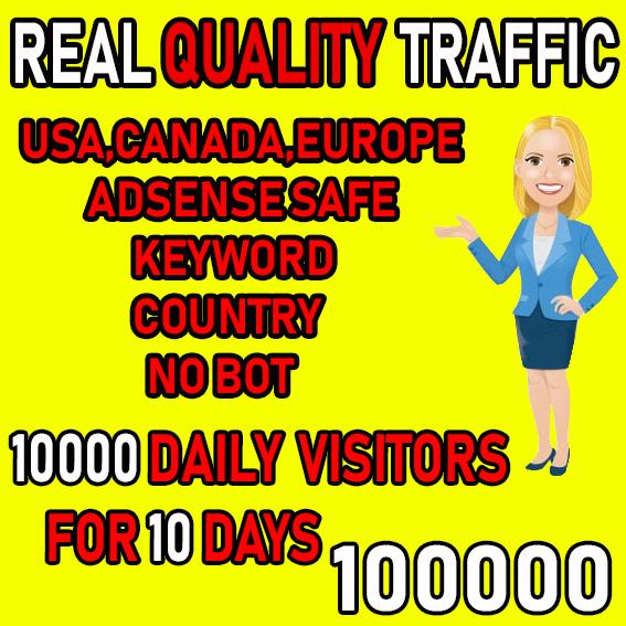 I will send Target web traffic from USA, CANADA, EURO...