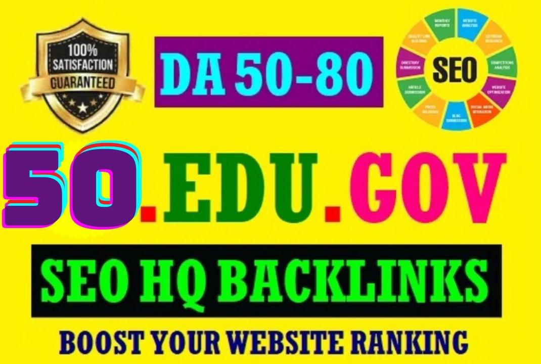 Provide 50 high da premium quality edu and gov backli...