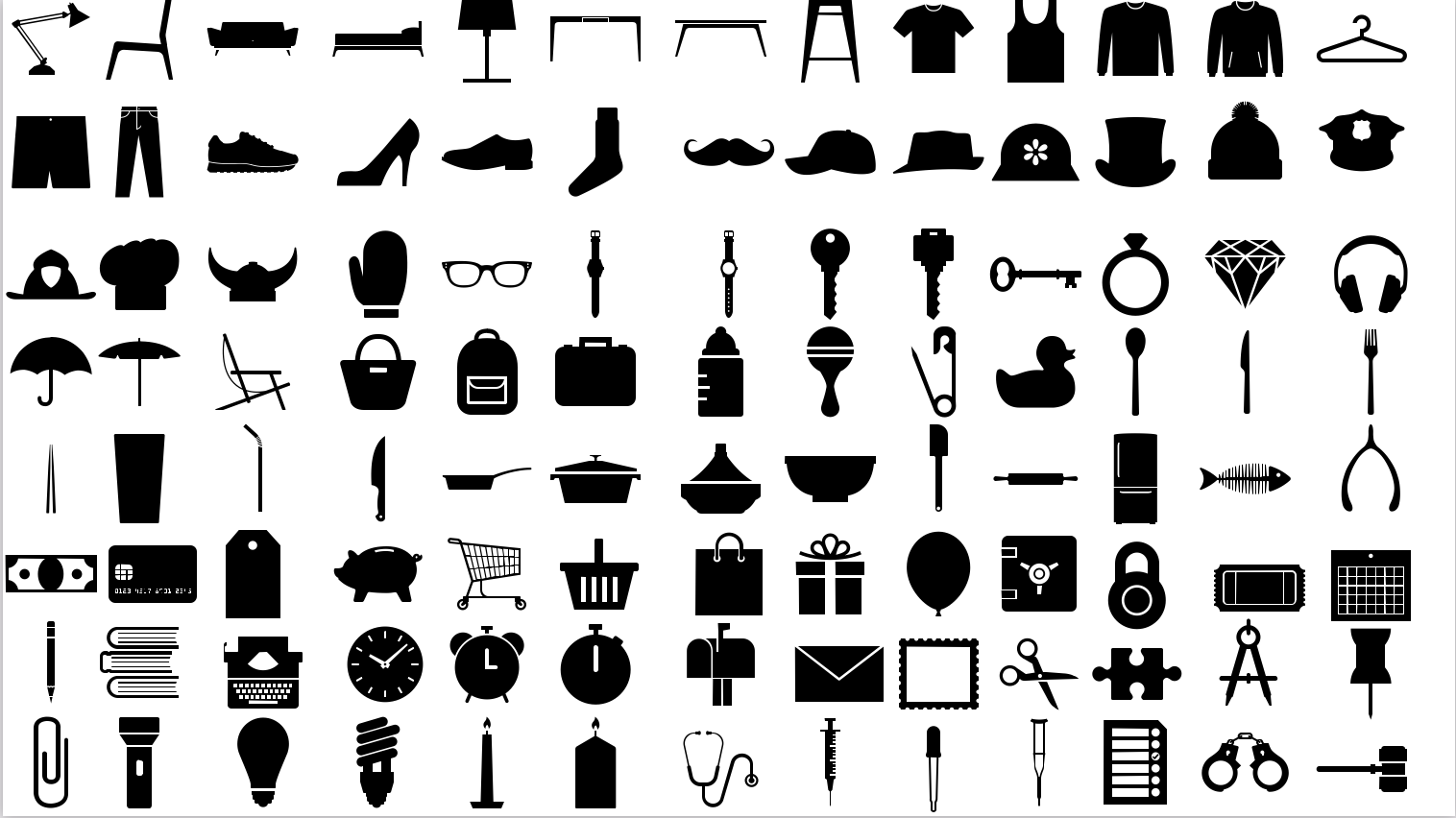 Black Emojis, object emojis, for UI design or to us...