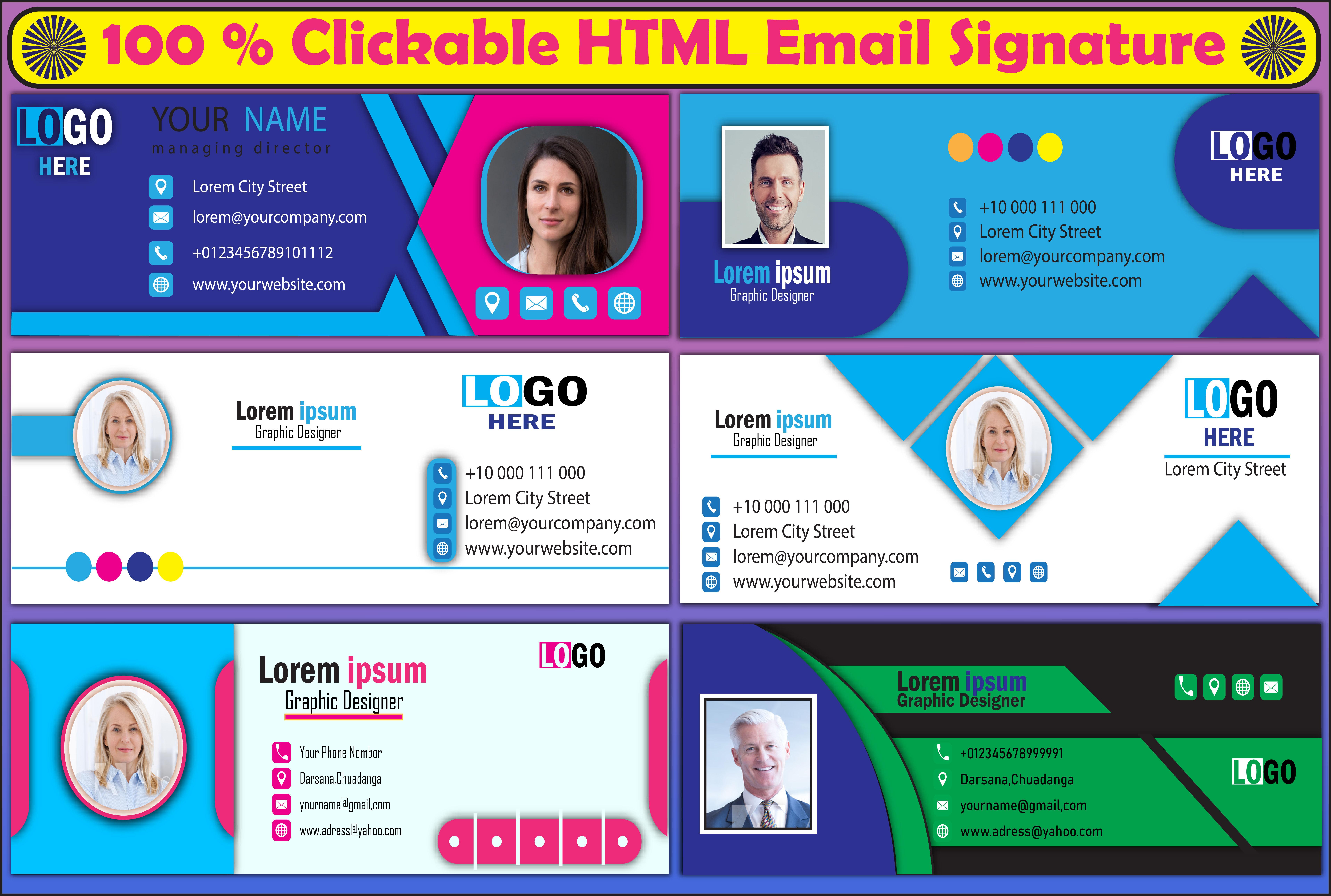 I will do a professional clickable HTML email signatu...