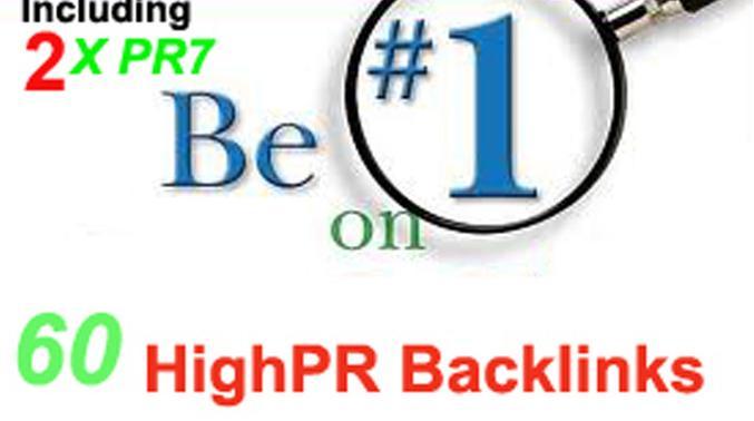 manually blog 60 actual highPR backlinks on PR7 to PR...