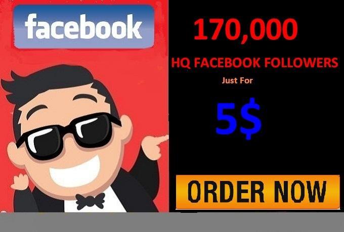 Provide You 170,000 HQ Facebook Followers on your pro...