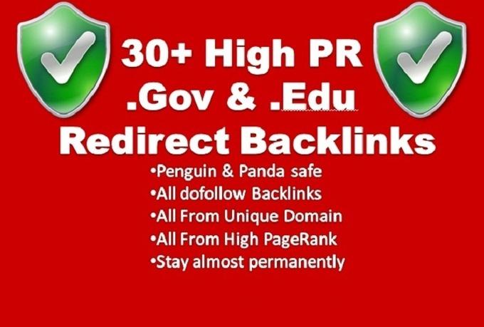 I will create 30 dofollow redirect Backlinks from hig...