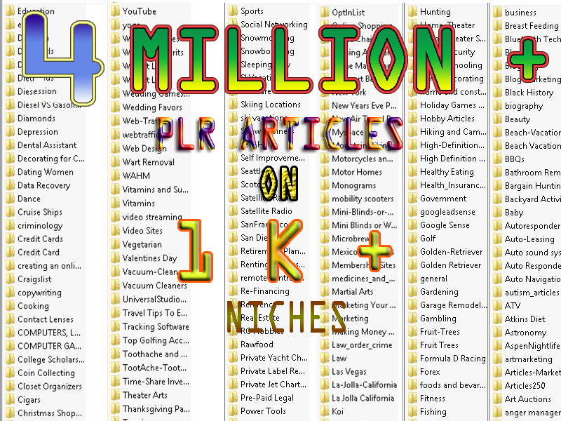 I will give you 4 million plus PLR articles on 1k plu...