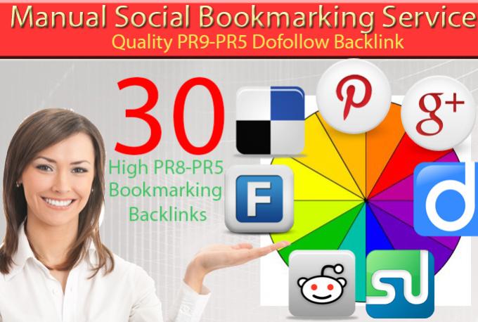 Provide 30 High PR manual Social Bookmarks