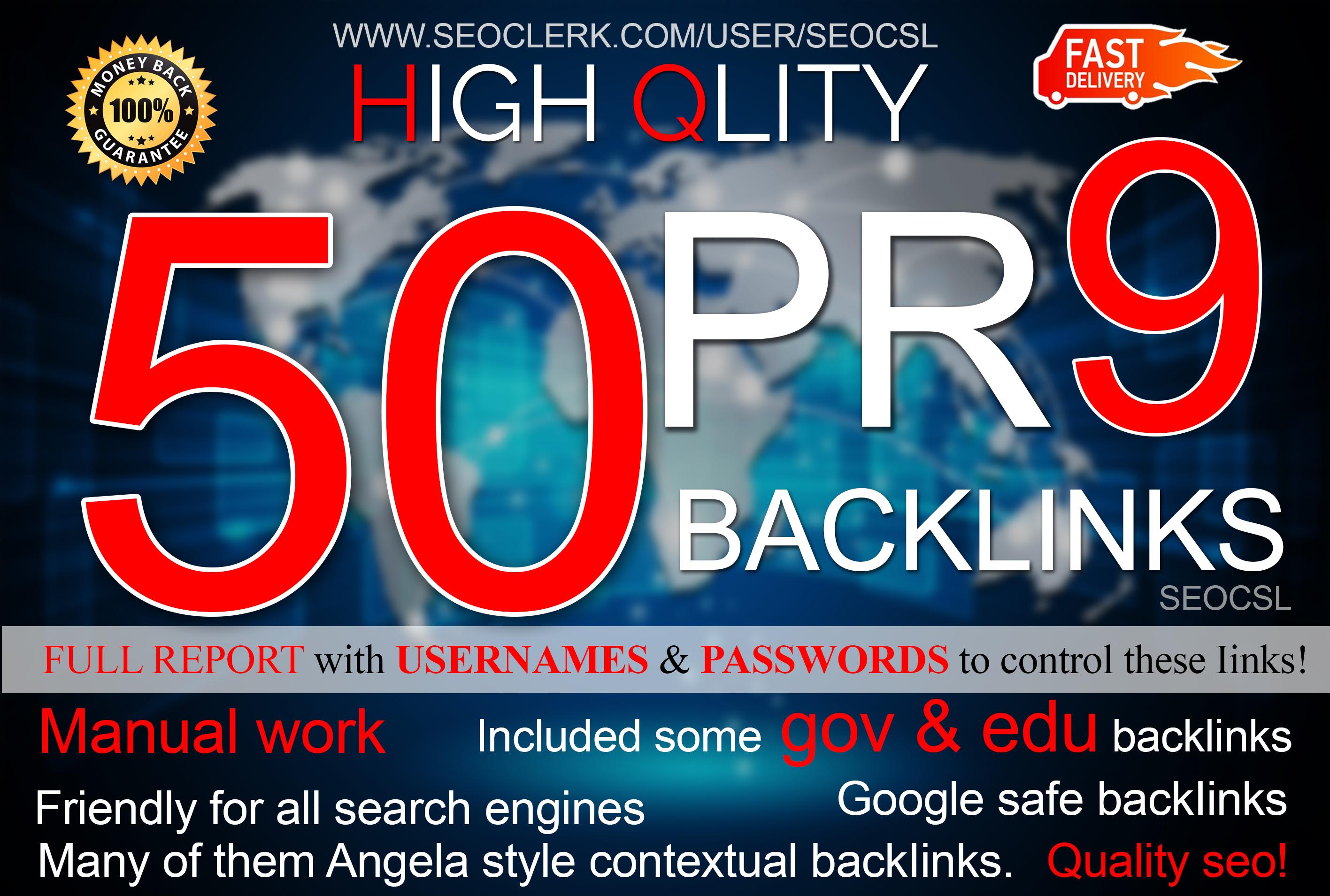 I will create 50 PR9 backlinks, DOFOLLOW, Panda and...