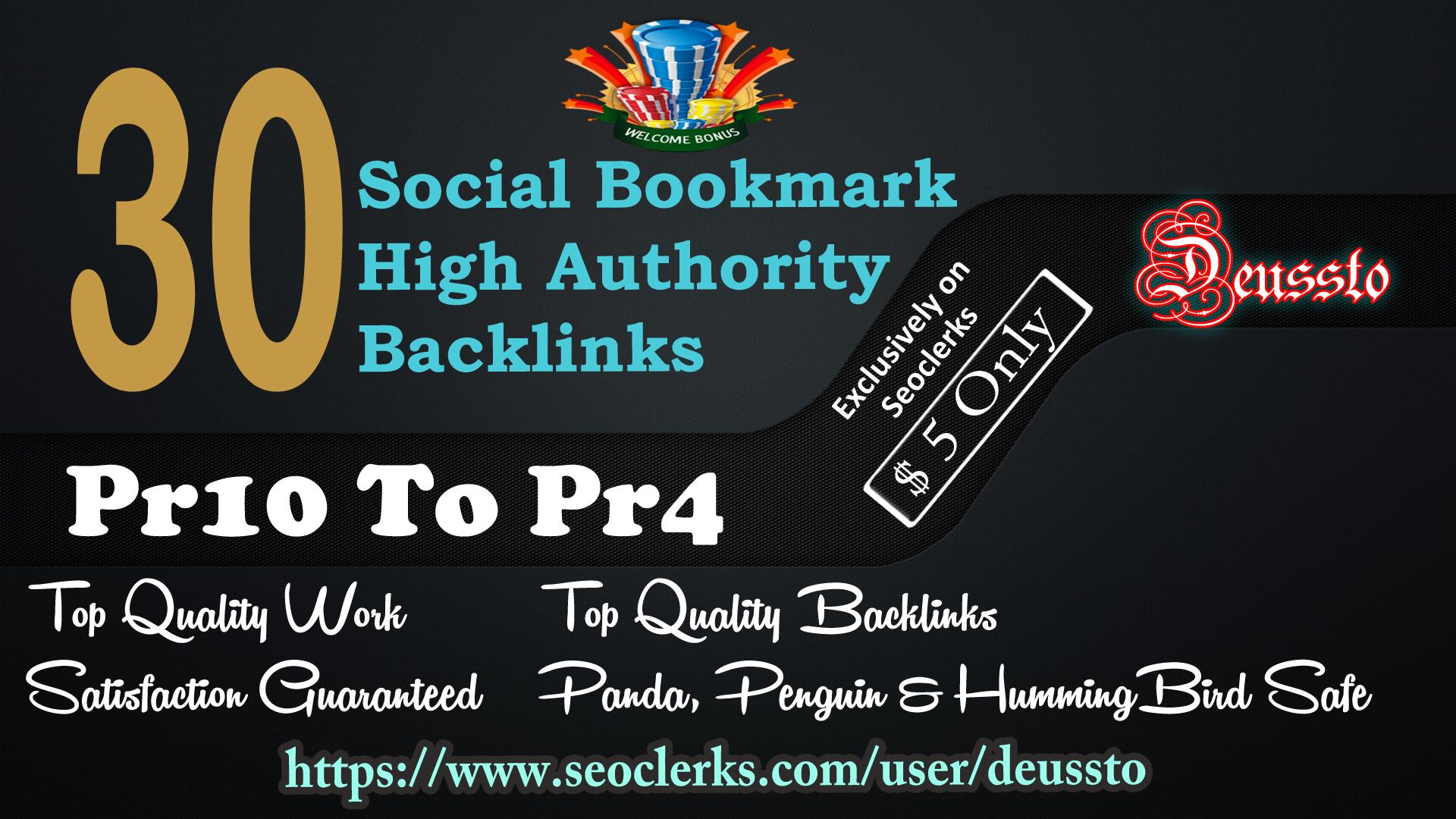 submit your site on Top 30 Social bookmark Pr10 to Pr...