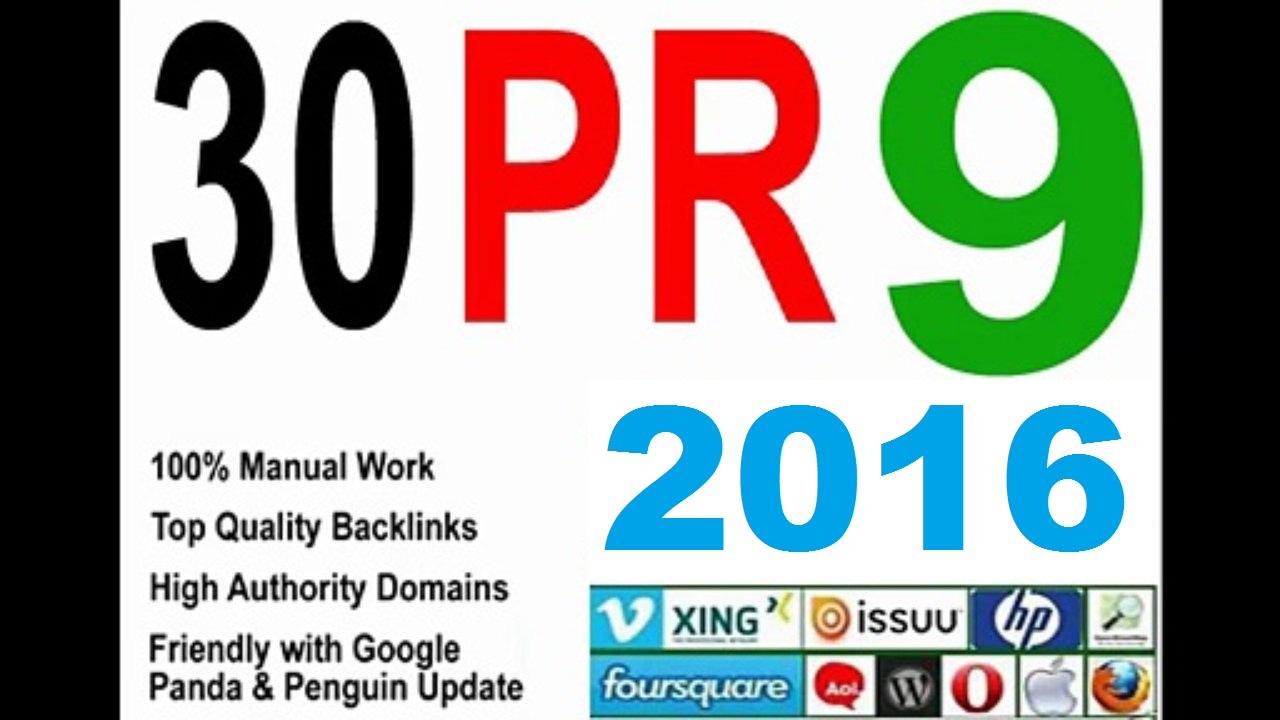 I will manually create 30 High AUTHORITY PR9 Backlink...