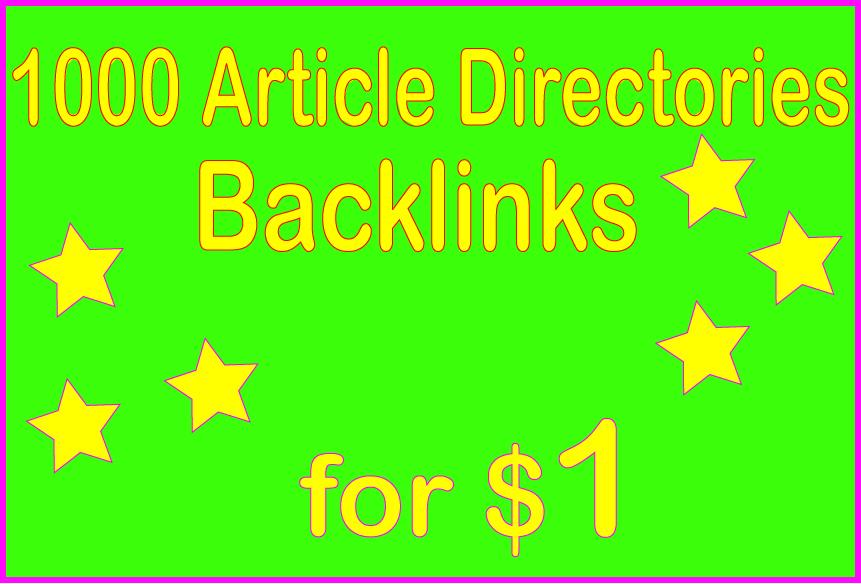 Provide 1000+ HQ PR Article Directories Backlinks