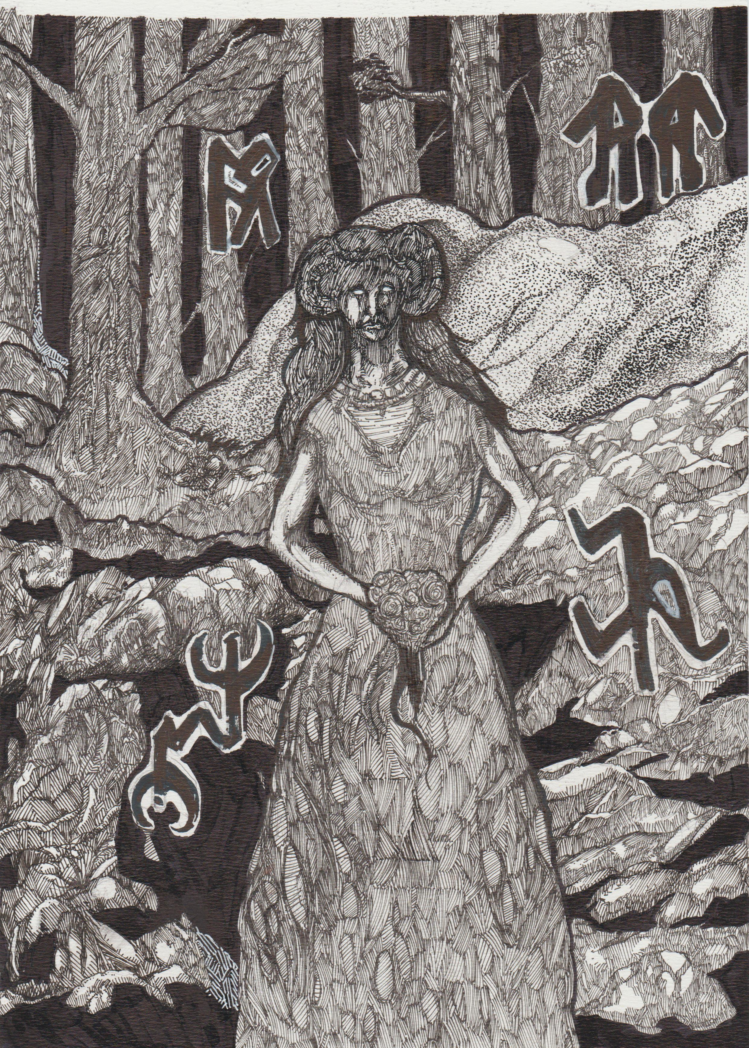 draw a fantasy scenery in pen