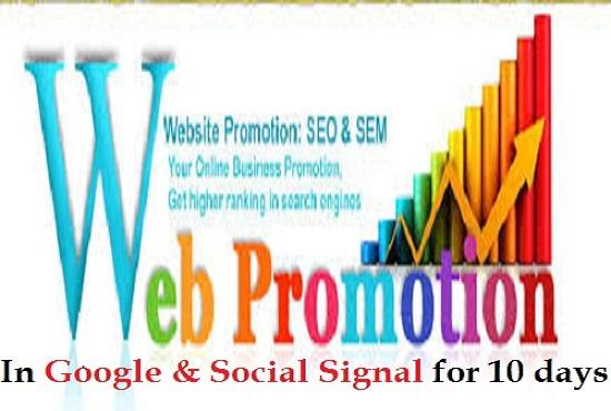 Website promotions in google and social signal for 10...