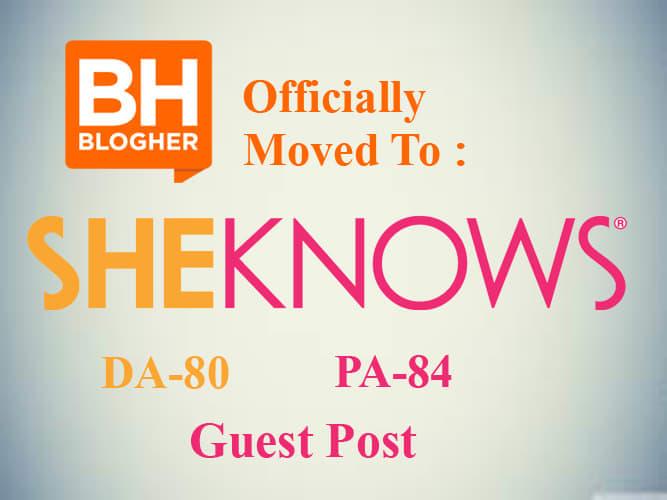 Write and publish guest post on blogher to sheknows
