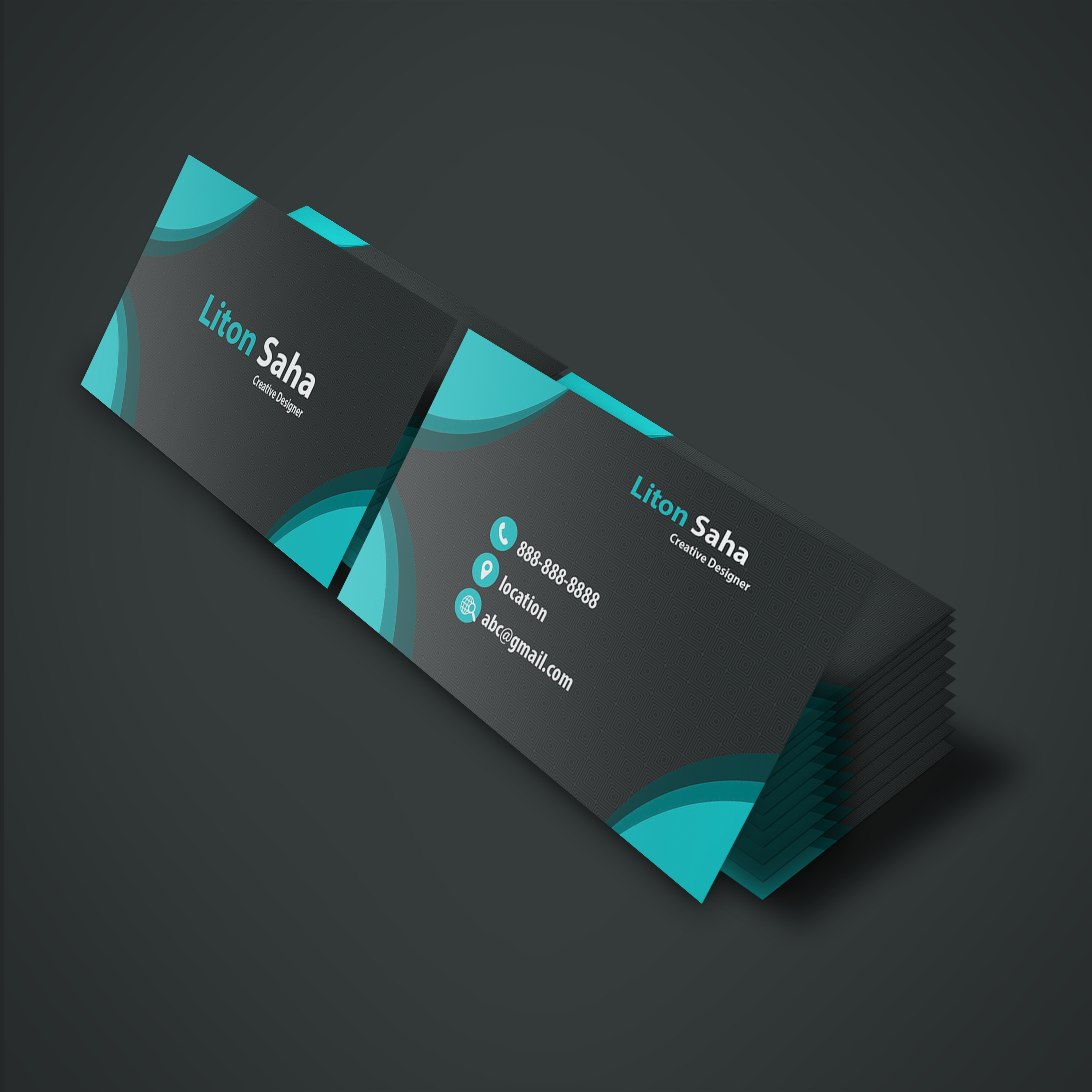 Create Two Part Black Shape Business Card