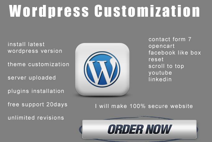 Wordpress Theme Customization and plugins installatio...
