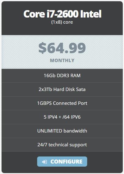 Cheap dedicated server 64.99/M