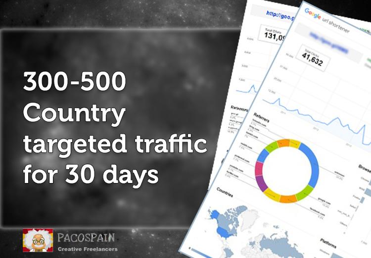 send 300-500 country targeted traffic for 30 days