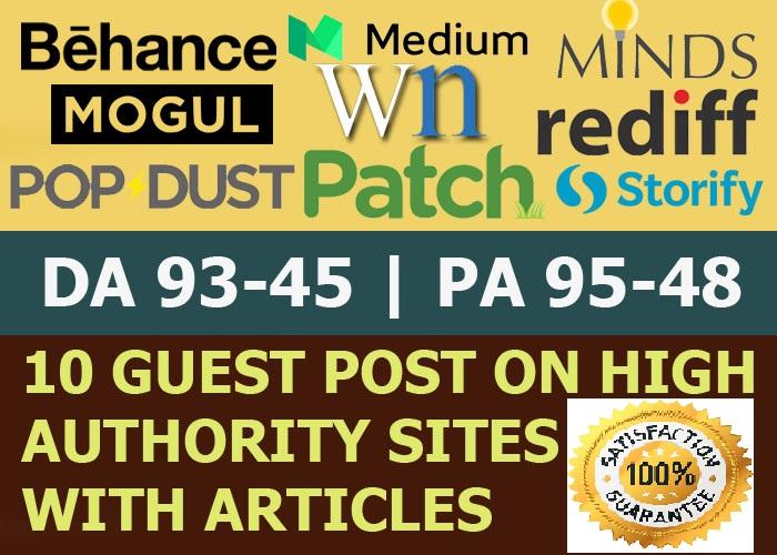Publish 10 X High Authority Guest Post DA 50-93