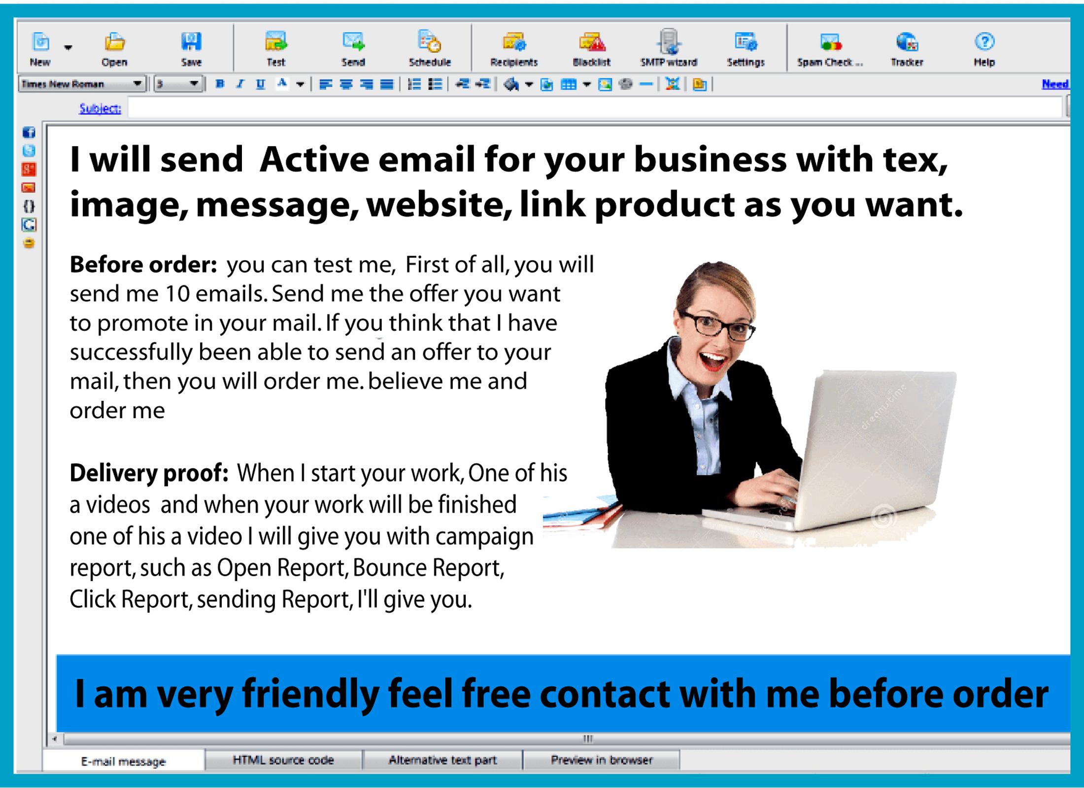 send 50,000 e-mail for your Business with tex, image...