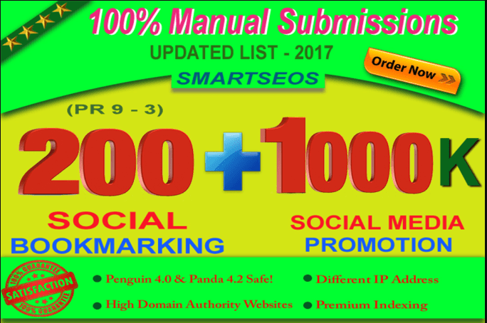 Manual Social Bookmarking Upto 200 Sites PR 9 To 3 Wi...