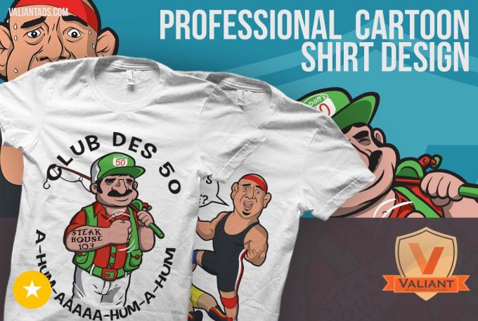 & I Will Draw An Eye Catching Cartoon Tshirt Desi...