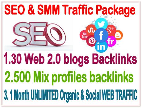 SMM Traffic & SEO Best Pak- 30 WEB 2.0 Blogs Back...