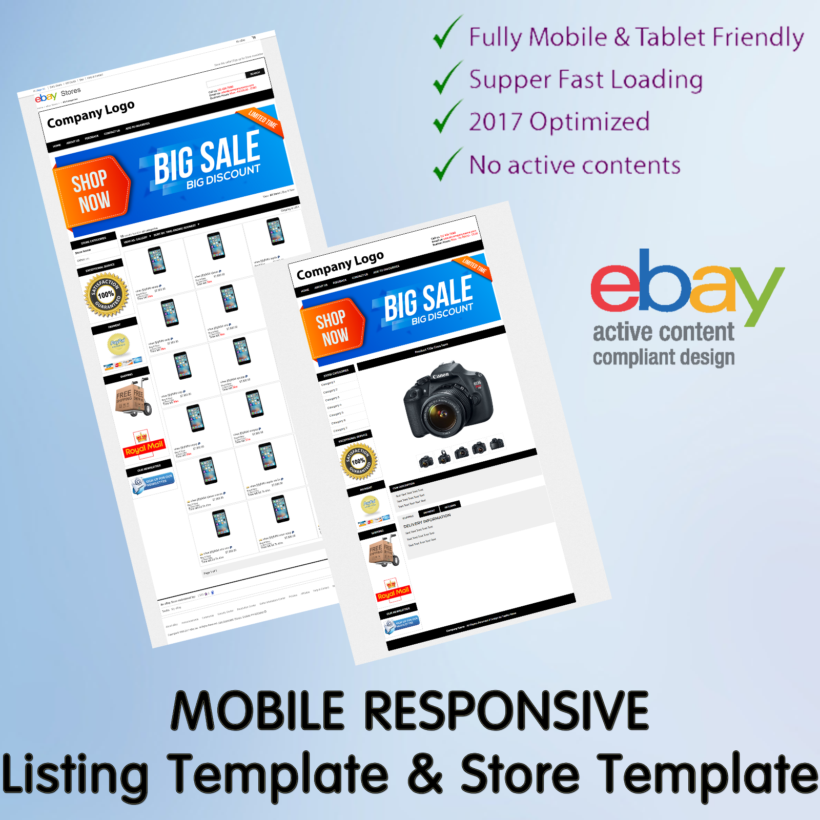 Ebay Template Design Auction Mobile Professional Resp...