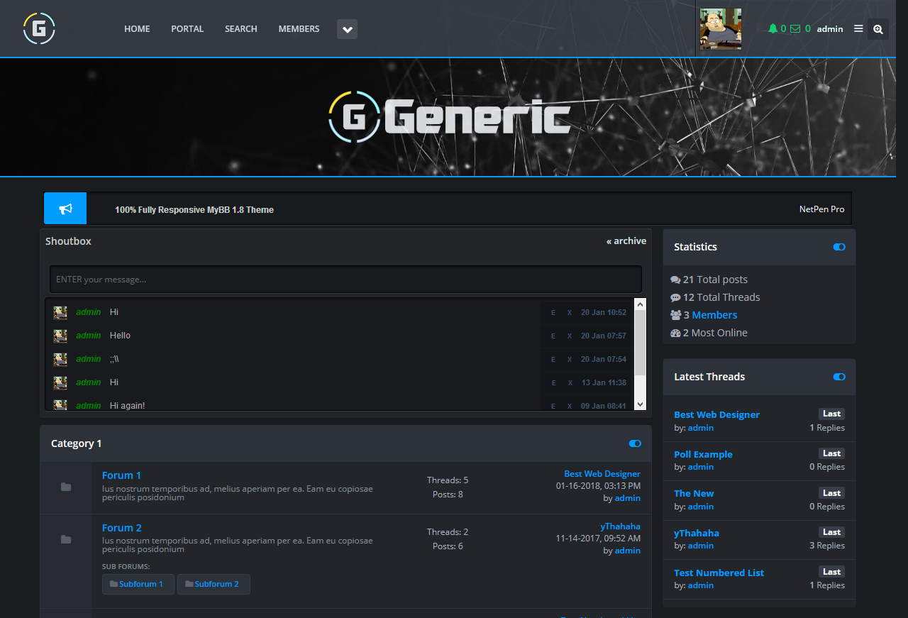 Generic - MyBB, Dark, Responsive Theme