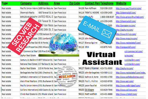 Accurate Data entry, Web Research, Internet Research...