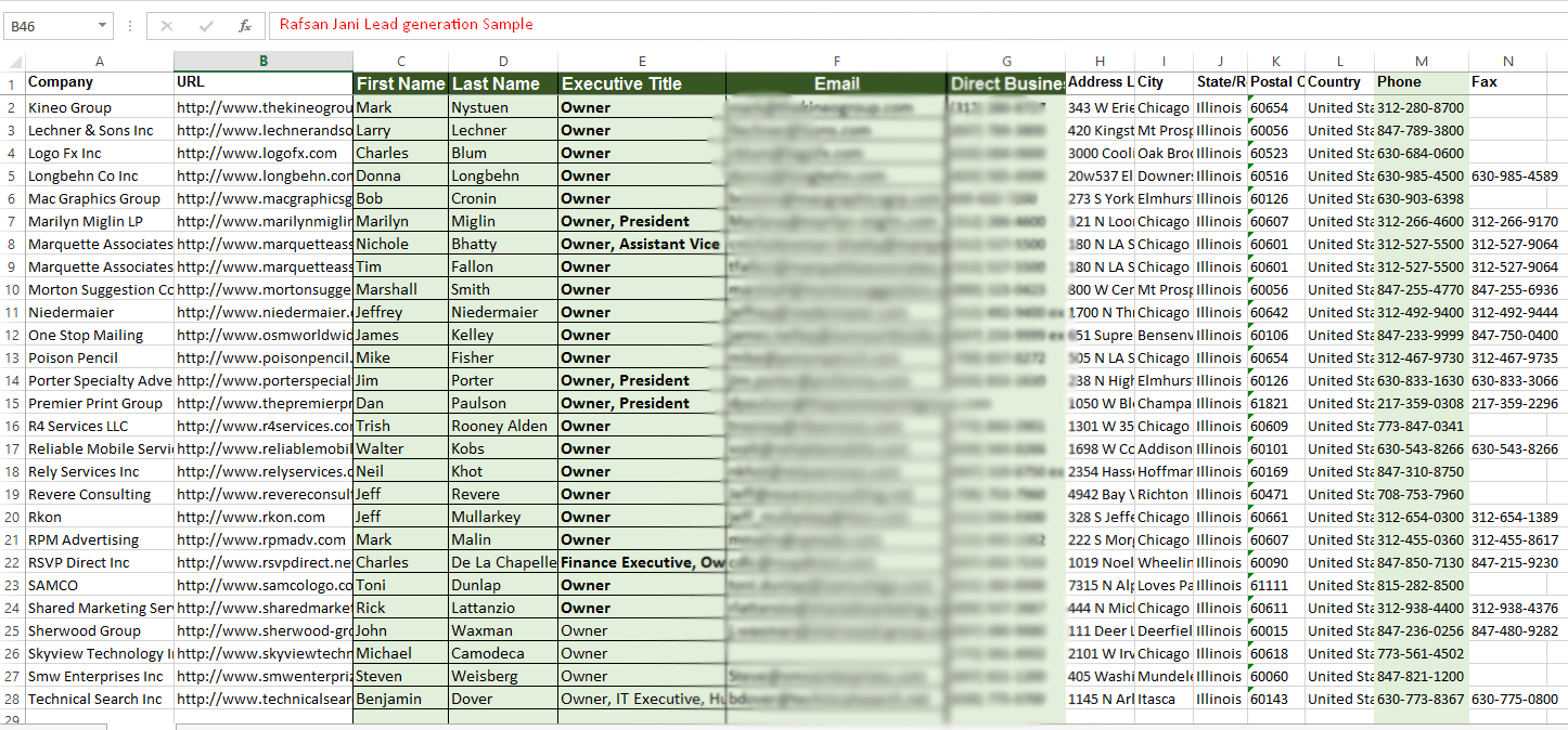 Lead Generation OR Contact Research 100 Leads