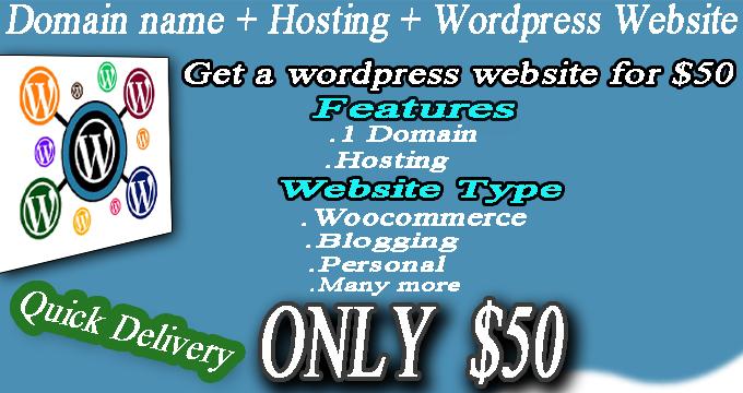 website + domain + hosting 50 life time