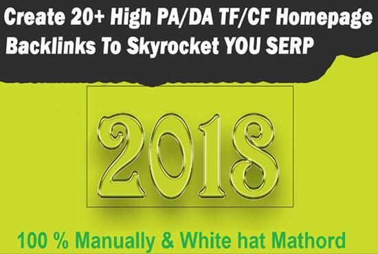 Create 20+ High PA/DA TF/CF Homepage Backlinks To Sky...