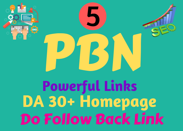 Build 5 Powerful PBN Links DA 30+ Homepage DoFollow