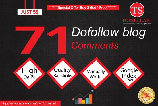 Provide 71 Dofollow Blog Comments Backlinks High Qual...