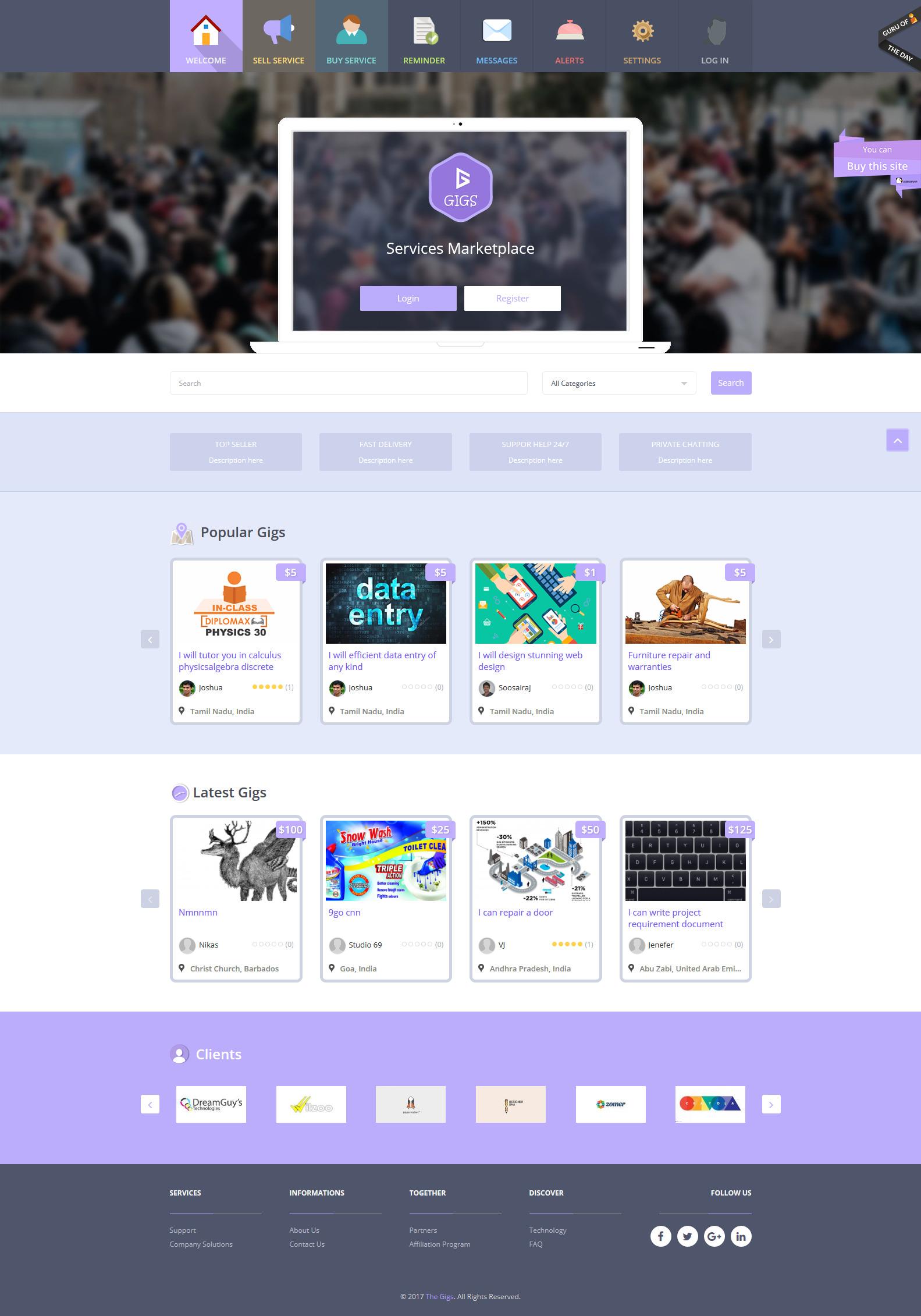 Services Marketplace script - PHP, HTML and with res...