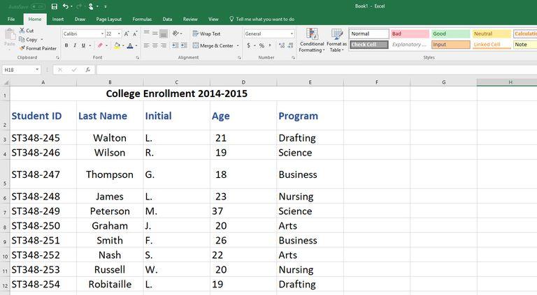 create excel spreadsheet for your data