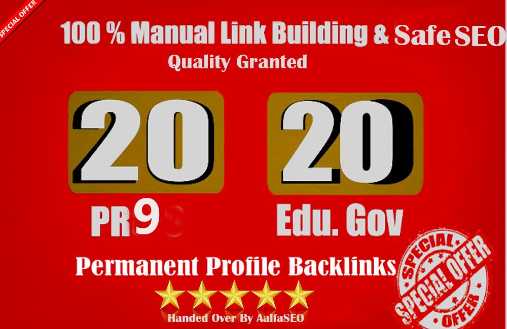 Limited OFFER-20 PR9 + 20 EDU GOV Permanent Backlinks...