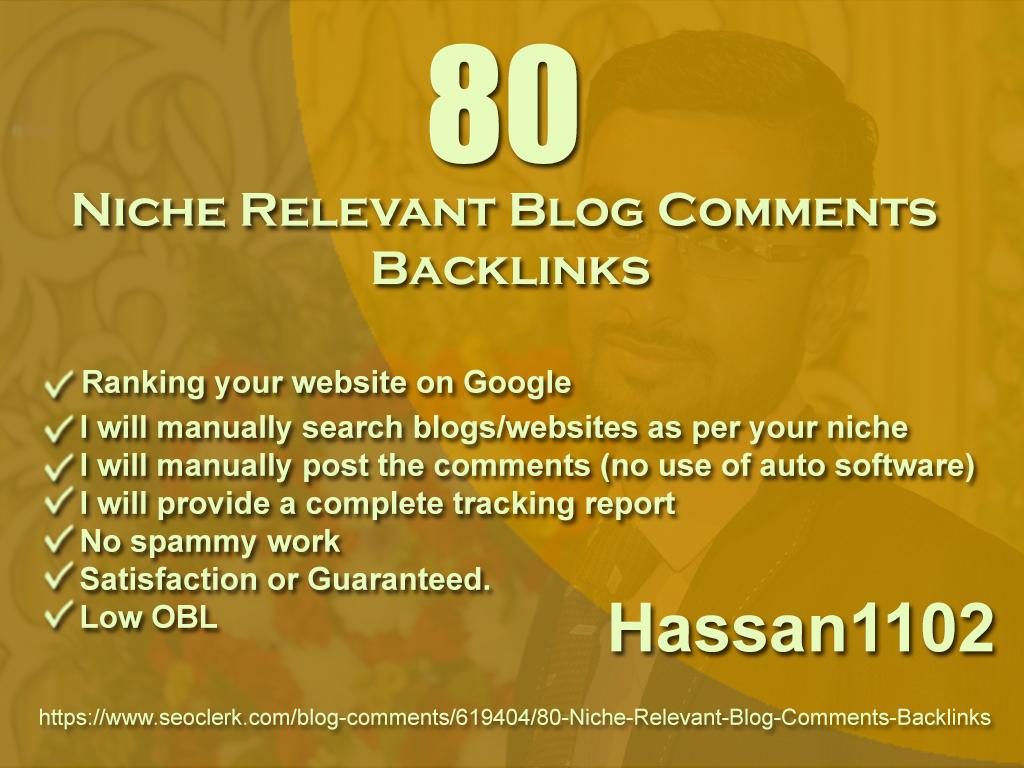 80 Niche Relevant Blog Comments Backlinks