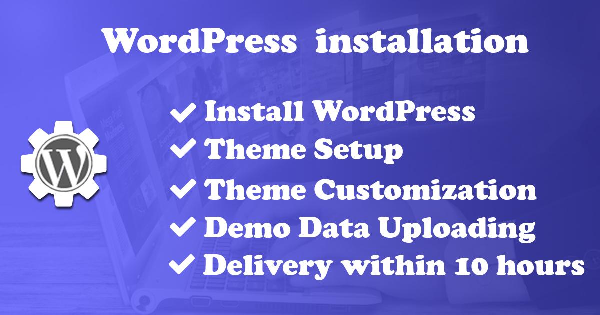 I will do WordPress installation, theme setup, plug...