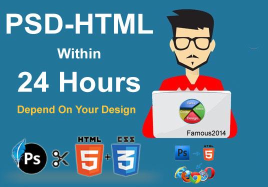 Convert your PSD file into HTML using bootstrap 4x wi...