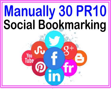 Do Manually Create 30 PR7 -PR10 Live Social Bookmarki...