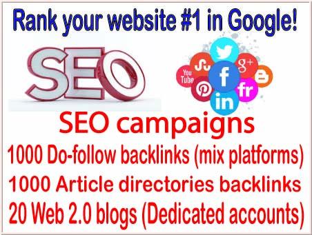 SEO campaigns-1000 Do-follow backlinks- 1000 Article ...