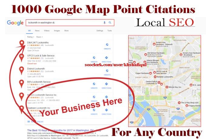 I will manually do 1000 Google map point citations wi...
