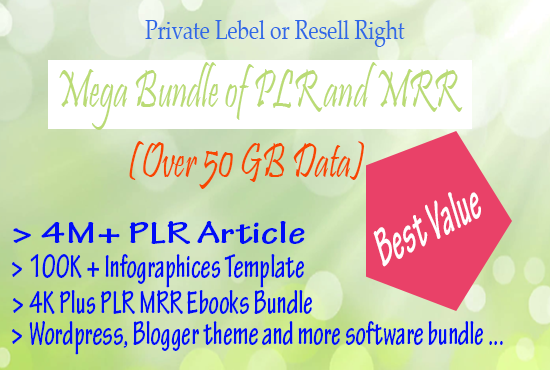 Give You Mega PLR MRR Bundle for your work or Busines...