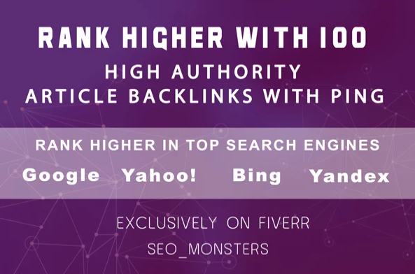 provide 100 article high authority backlinks with pin...