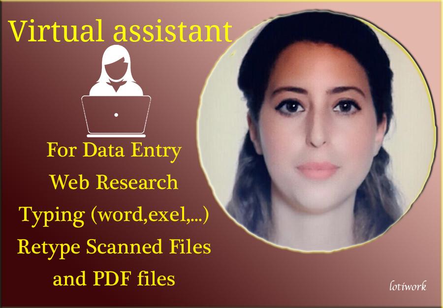 Be Your Virtual Assistant For Data Entry And Web Rese...