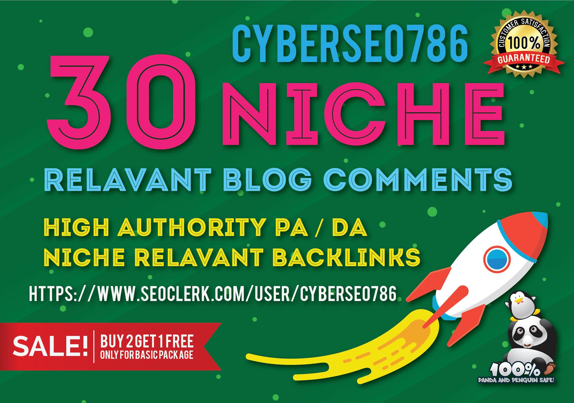 provide high quality 30 niche relevant blog comments ...