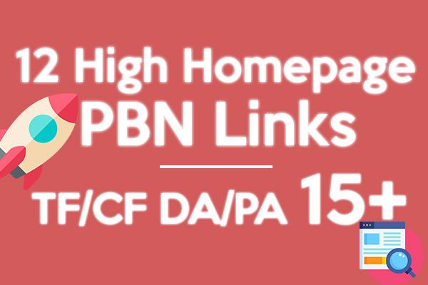 Provide 12 High PA/DA TF/CF Homepage PBN Backlinks To...
