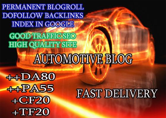 give you backlinks da80x6 site automotive blogroll pe...