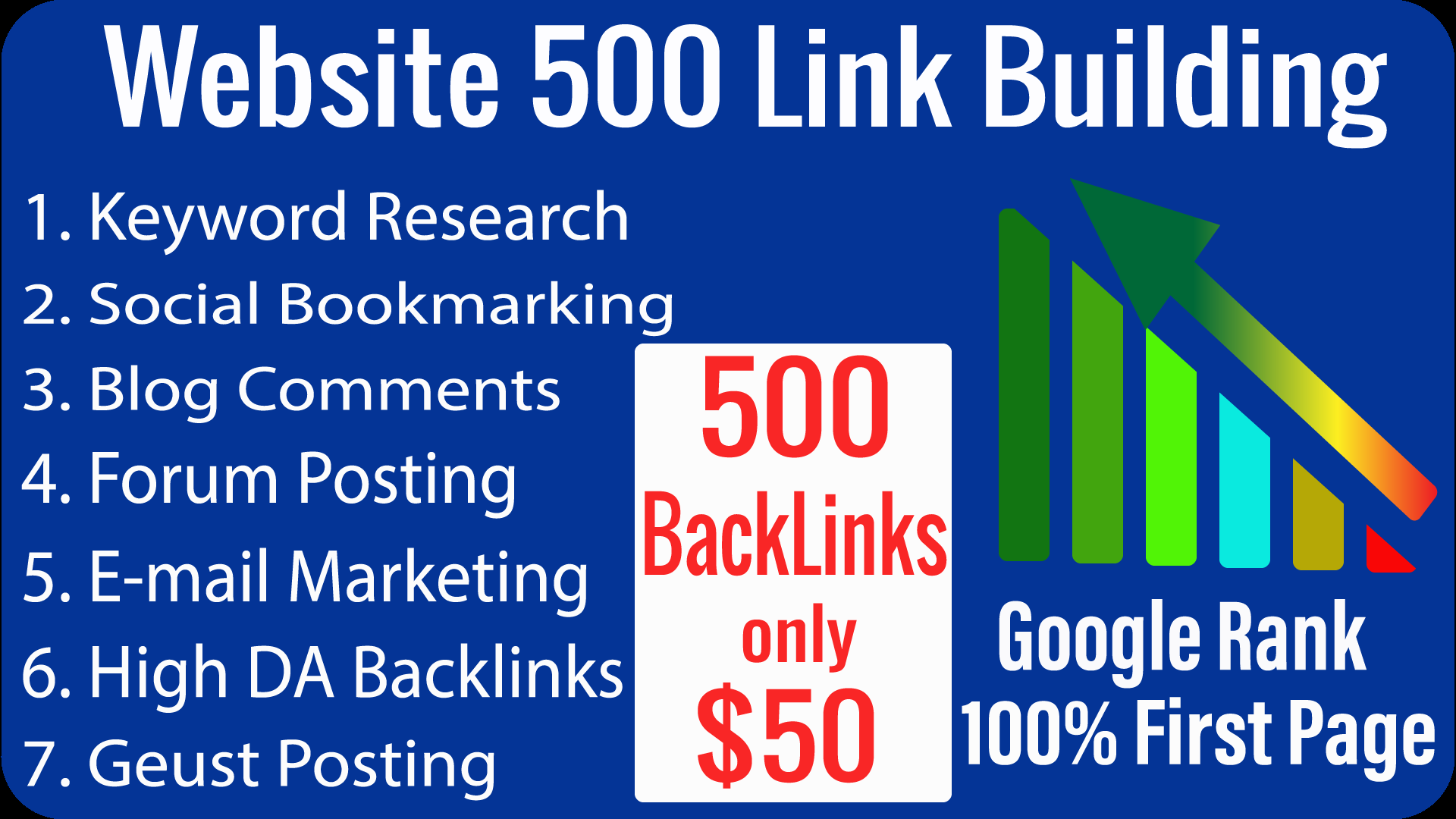 500 high DA Backlinks or link building for Google fir...